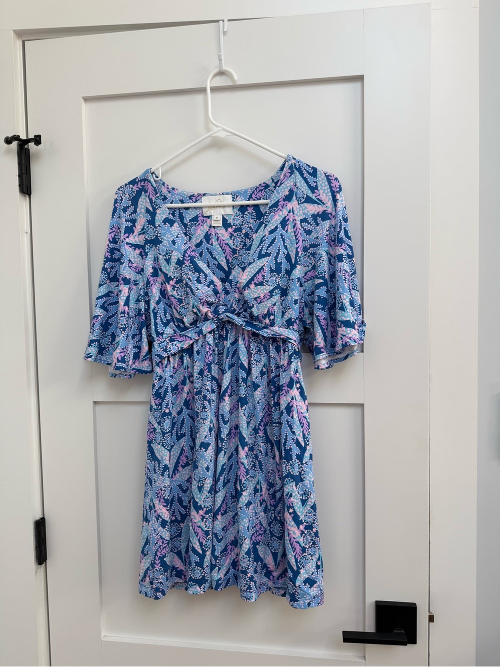Lilly Pulitzer Blue Floral Mini Dress with Pink Accents